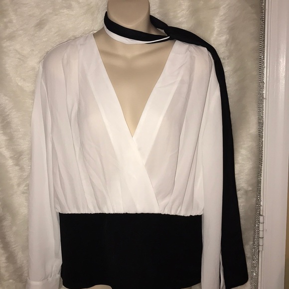 Gabrielle Union Colorblock Wrap Corset Blouse Top - Picture 4 of 4